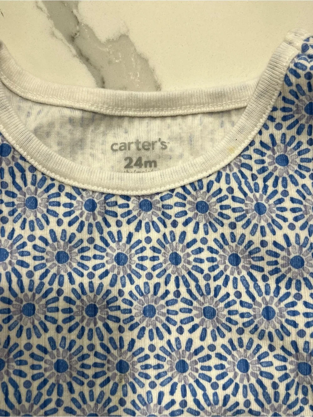 CARTERS Blue & White Floral Two-Piece Set - Size 24M